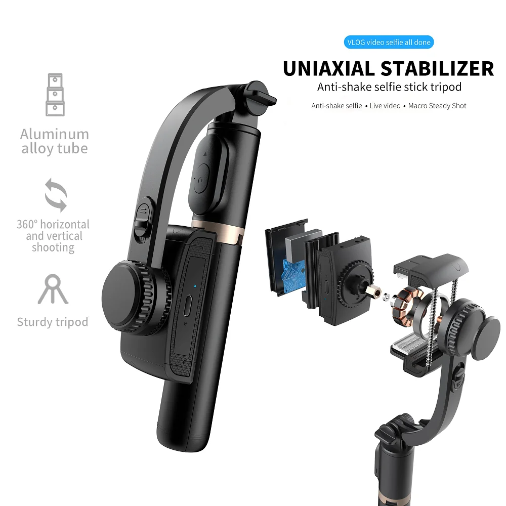 Fangtuosi handheld cardan estabilizador com tripé do obturador bluetooth para smartphone câmera de ação vídeo registro vlog ao vivo