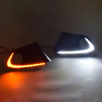 

LED DRL Daytime Running Lights Fog Lamp Cover with Yellow Turn Signals Daylight for Suzuki Baleno 2016 2017