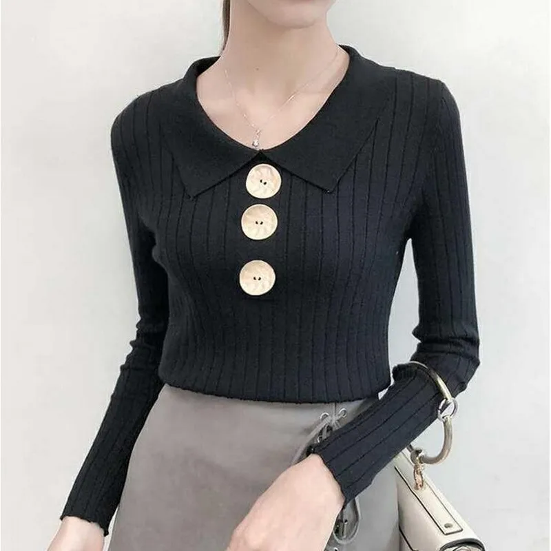 Women Autumn Winter Fashion Casual Solid Sweater Long Sleeve Button V-neck chic Sweaters Female Slim Knit Top Pullovers Women Autumn Winter Fashion Casual Solid Sweater Long Sleeve Button V-neck chic Sweaters Female Slim Knit Top Pullovers