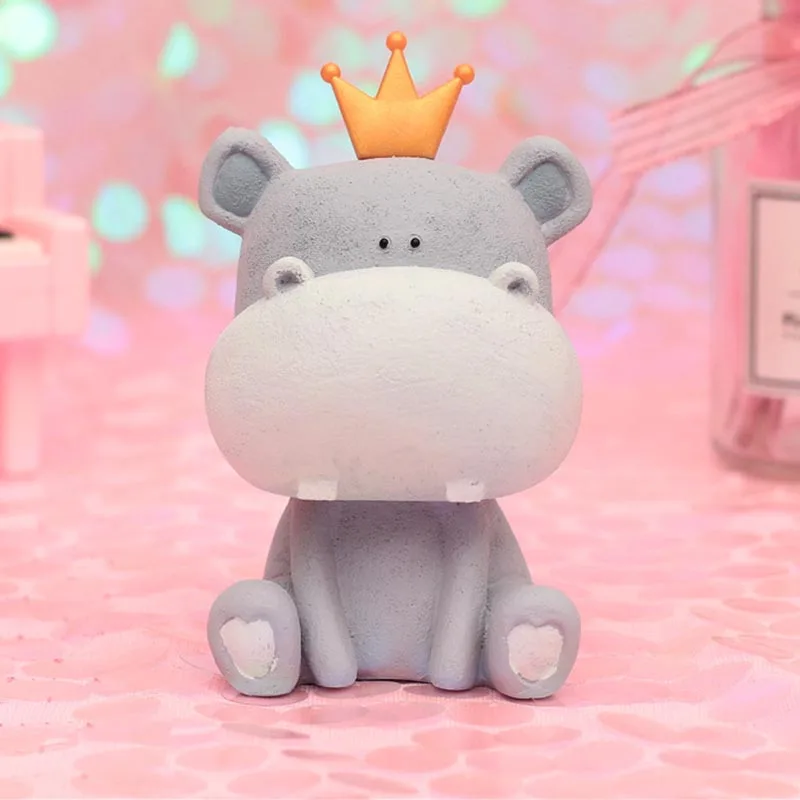 Hippo Мультфильм Бегемот медведь животное Копилка аниме действие напечатанный рисунок смолы экономия денег коробка висячие украшения ночной Светильник домашний декор - Цвет: Hippo