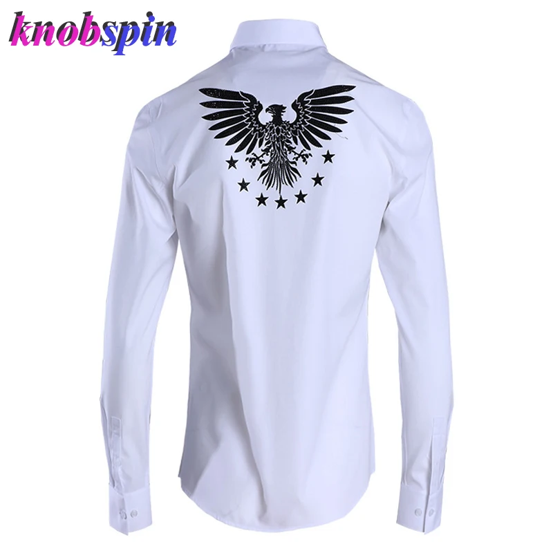 Модная рубашка с бусинами для мужчин, с длинными рукавами, Chemise homme, повседневная, тонкая, Camisas, однотонная, деловая, Мужская одежда, рубашки, Фирменное Качество