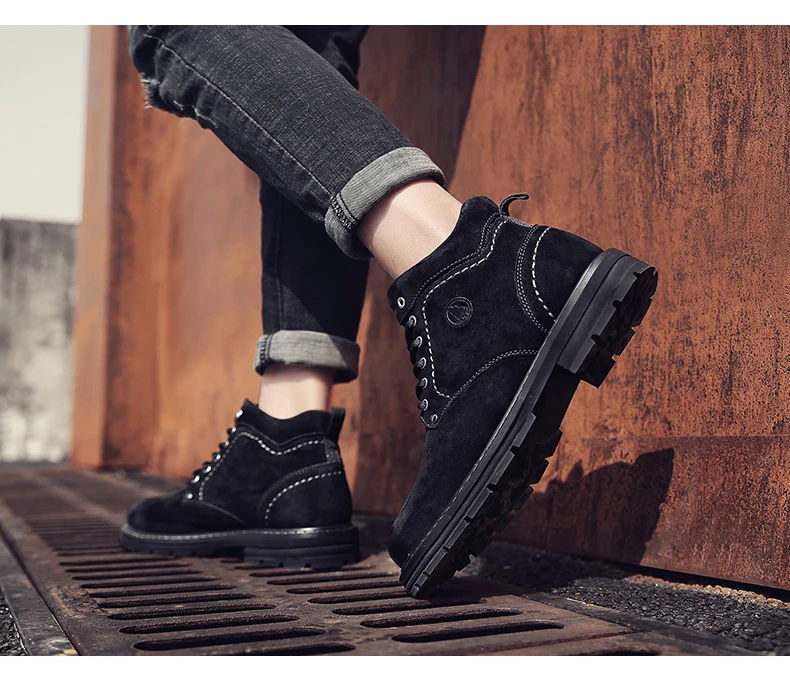 Winter Ankle Boots mens Genuine Leather Snow Boots Big Size 38-50 Outdoor Warm Winter Shoes for Men Anti-cold Boots Walker Peak