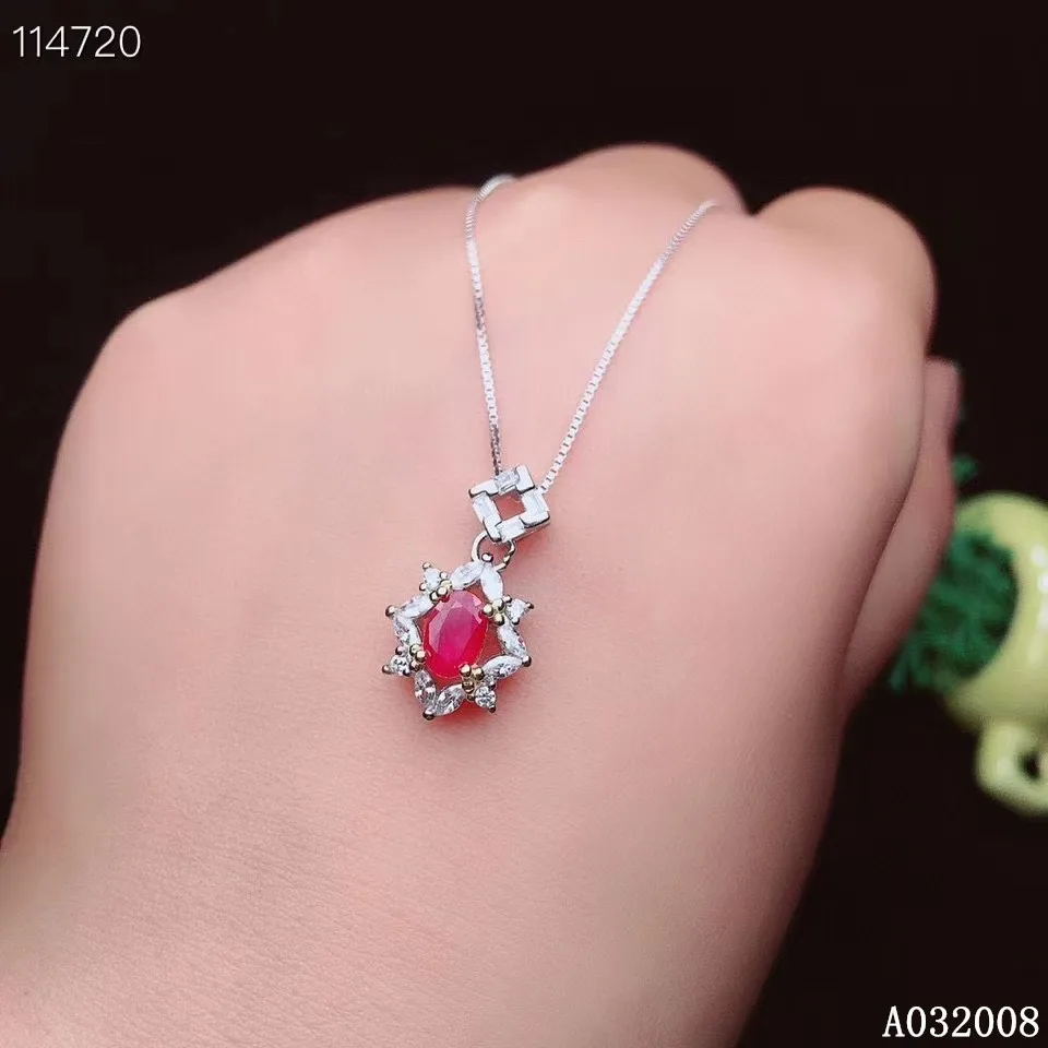 

KJJEAXCMY fine jewelry 925 Silver inlaid Natural ruby Gemstone vintage necklace luxury ladies pendant support check