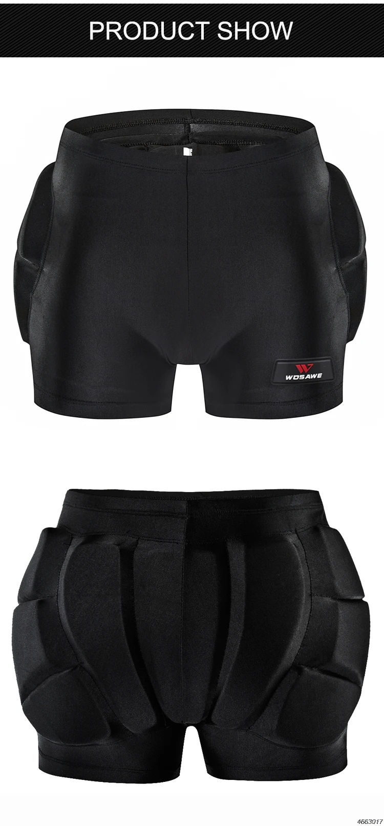 Wosawe esqui protetor hip almofada acolchoada shorts