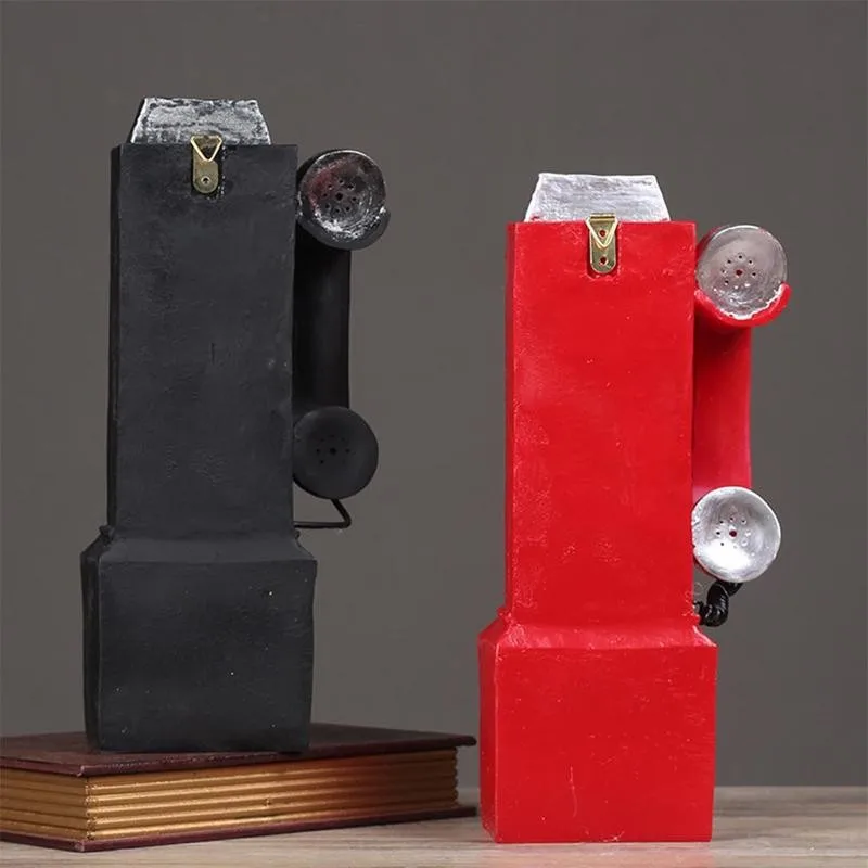 Retro Rotary Phone Model Home Office Desk Resin Phone Decoration Miniature Crafts Ornaments