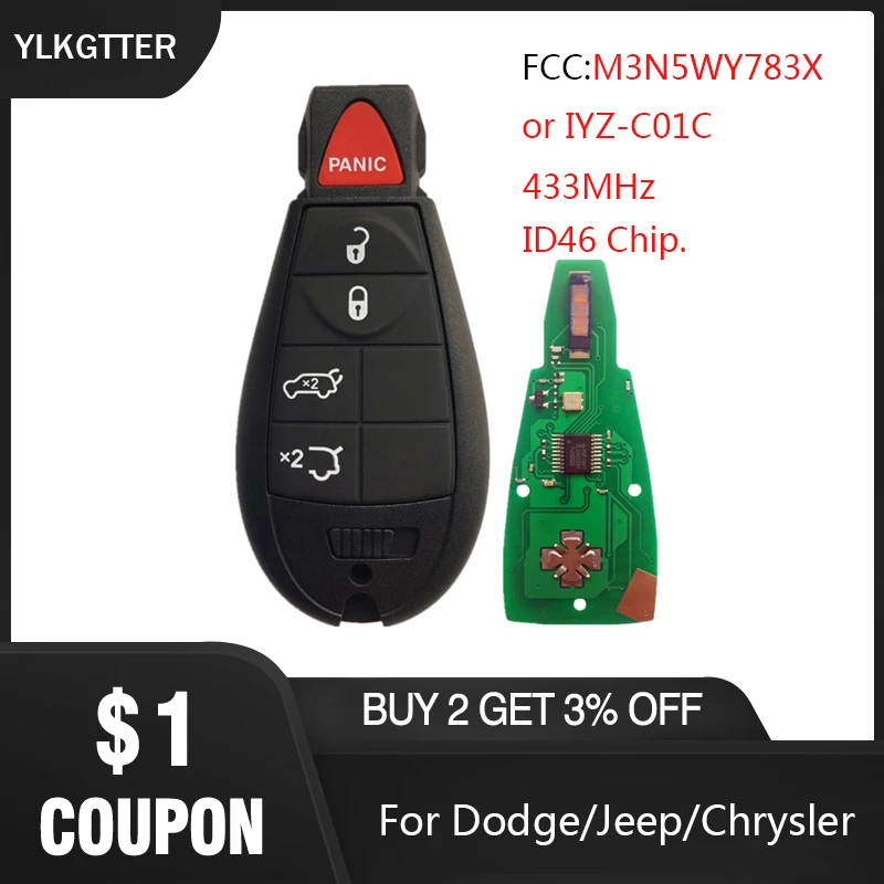 YLKGTTER Автомобильный Дистанционный смарт ключ для Dodge/Jeep/Chrysler Grand прицеп зарядное