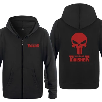 

Punisher Skull Movie Hoodies Men 2018 Men's Fleece Zipper Cardigans Hooded Sweatshirts