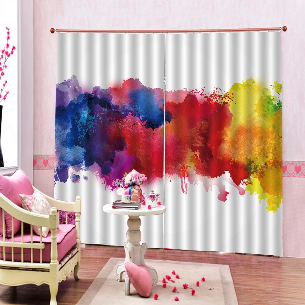 Custom Art landscape Curtains For Living Room Blackout 3D Window Curtains Fashion Colorfuls Curtain Drapes(left and right side