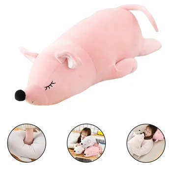 

50cm Stuffed Rat Plush Animal Toy Sleep Pillow Soft Plush Mouse Plushie Doll Mascot Pink Grey Plush for Home Office Sleeping O10