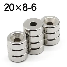 1/2/5/10 Pcs 20x8-6 Round NdFeB Neodymium Magnet N35 Super Powerful imanes Permanent Magnetic Disc 20x8 Hole 6