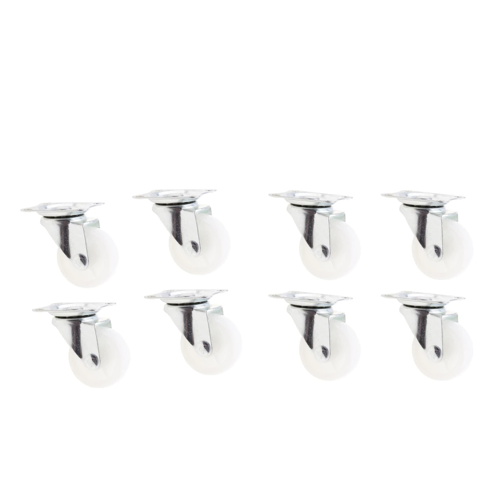 8x Durable 1.5'' PP Swivel Castor Wheels Furniture Trolley Caster White