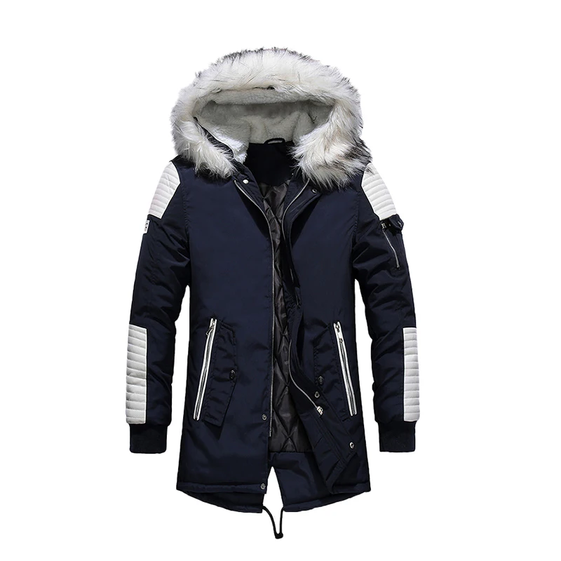 2022 New Men Winter Jacket Parkas Fur Collar Coat Fashion Thicken Cotton Warm Fleece Liner Jackets Mens Patchwork Casual Coat black parka coat Parkas