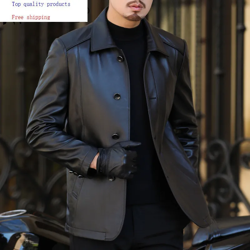 

Leather Jacket 2020 Sheepskin Genuine Leather Coats Men Spring Autumn Leather Jackets Cuero Genuino BANG18A1836 YY266