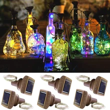 

6/3/1pcs Solar Powered Bottle Lights String 1m 2m 10leds 20leds Copper Wire Cork Lights for Christmas Holiday Party Fairy Decor