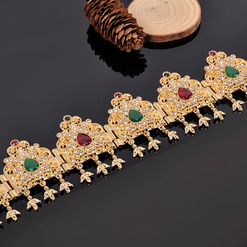 New Morocco Algeria Wedding Headpiece Rhinestone Bridal Headwear Luxury Gold Plated Wedding Hair Accessories Bridal Headdress