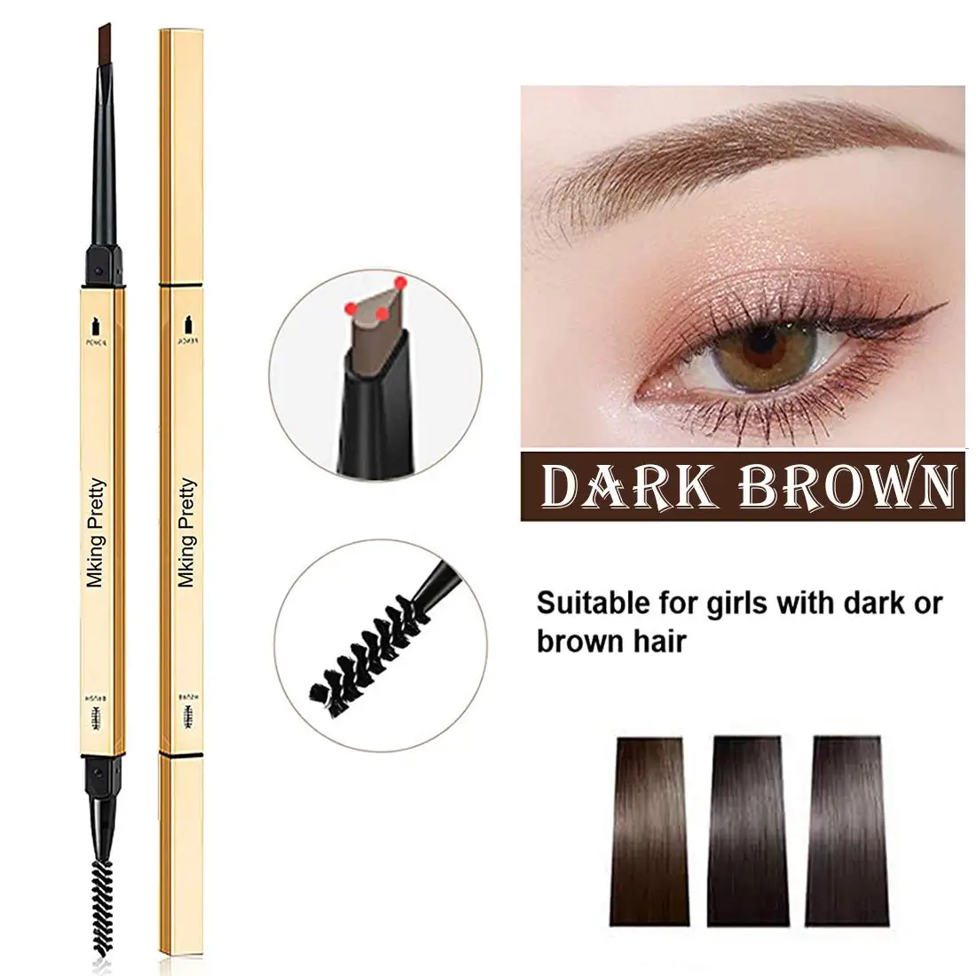 Double Head Eyebrow Pencil Long Lasting Waterproof 5 Colors Ultra Fine Triangle Eye Brow Pen Tint Mascara Enhance Cosmetics