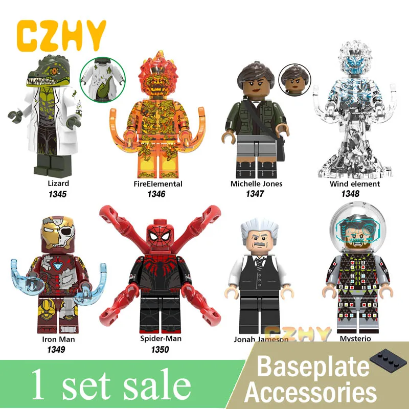 

Set Building Blocks Super Heroes Lizard FireElemental Michelle Jones Spider-Man Mysterio Figures For Children Toys X0268
