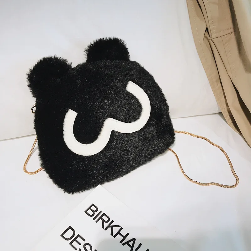 

Plush Winter Bucket Bag Bear Ear Simple Bag Shoulder Diagonal WOMEN'S Bag