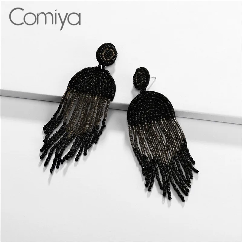 Comiya висячие серьги для женщин круглые подвески акриловые бусины кисточки