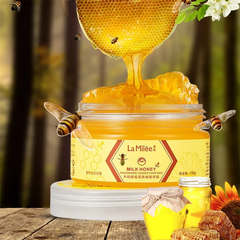 

LAMILEE Milk Honey Hand Mask Hand Wax Moisturizing Whitening Skin Care Exfoliating Calluses Hand Film Hands Care Cream 110g