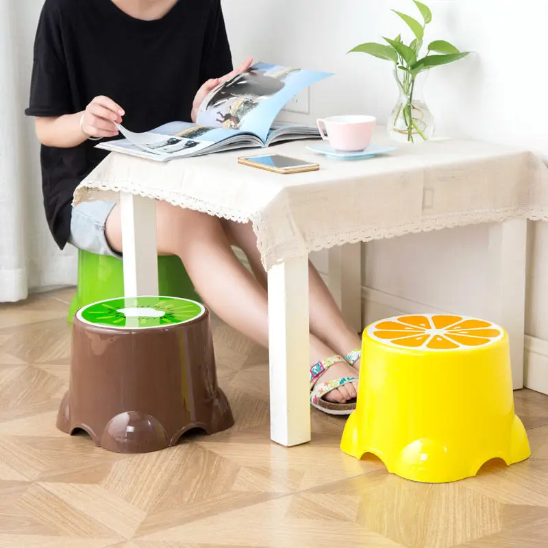 

Children Plastic Stool Low Stool Cartoon Household Stool Cute Small Bench round Stool Adult Shoe shou na zhuo Footstool