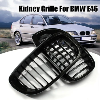 

2Pcs Gloss Black Kidney Grille Grill For BMW E46 3-Series 2Dr Coupe Cabriolet 2002 2003 2004 2005 2006