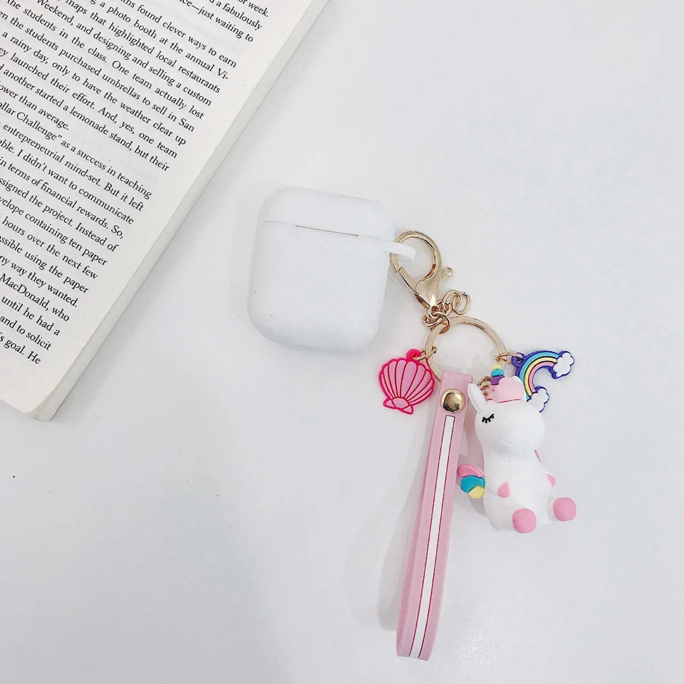 «Лвори» Чехол для AirPods с милым мультяшным брелоком, аксессуары, силиконовый чехол s для Airpods 2, чехол с кольцом для ключей, Bluetooth, чехол для наушников - Цвет: «Лвори»