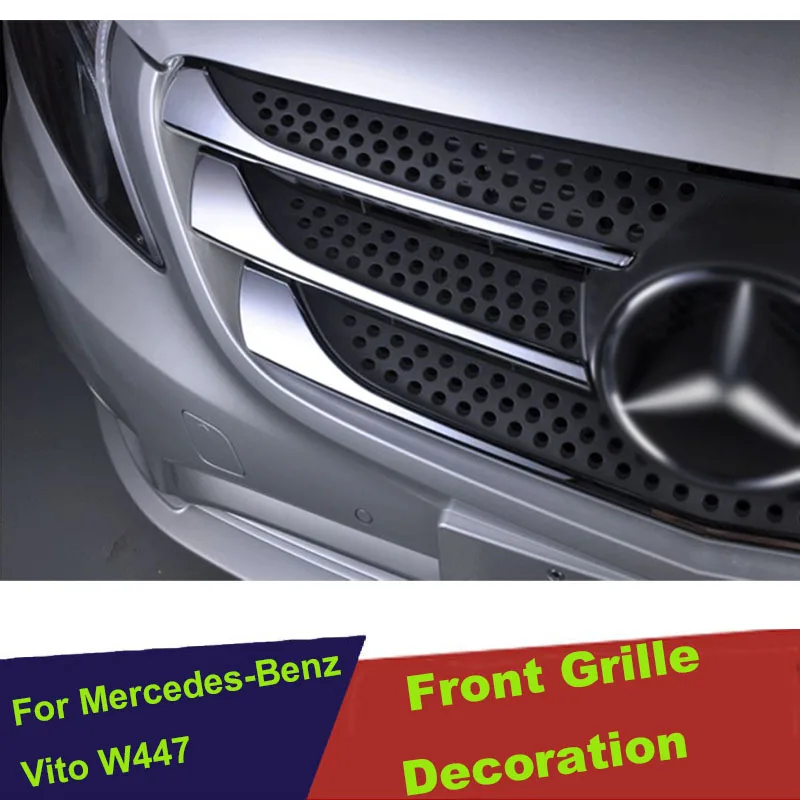

Крышка кузова автомобиля защитный детектор ABS Хромированная Отделка Передняя решетка гриль решетка для Mercedes Benz Vito W447 2014 2018 2019 наклейка
