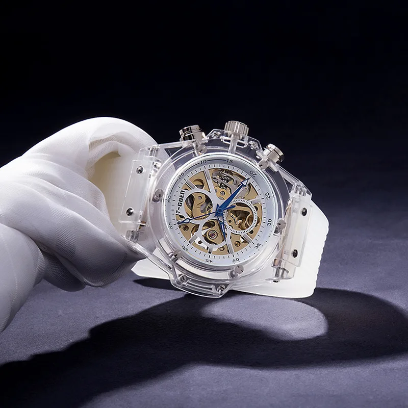 

INS Shaking Voice Network Red Fashion Transparent Fully Automatic Hollow out Calendar Men And Women Students Waterproof COUPLE'S