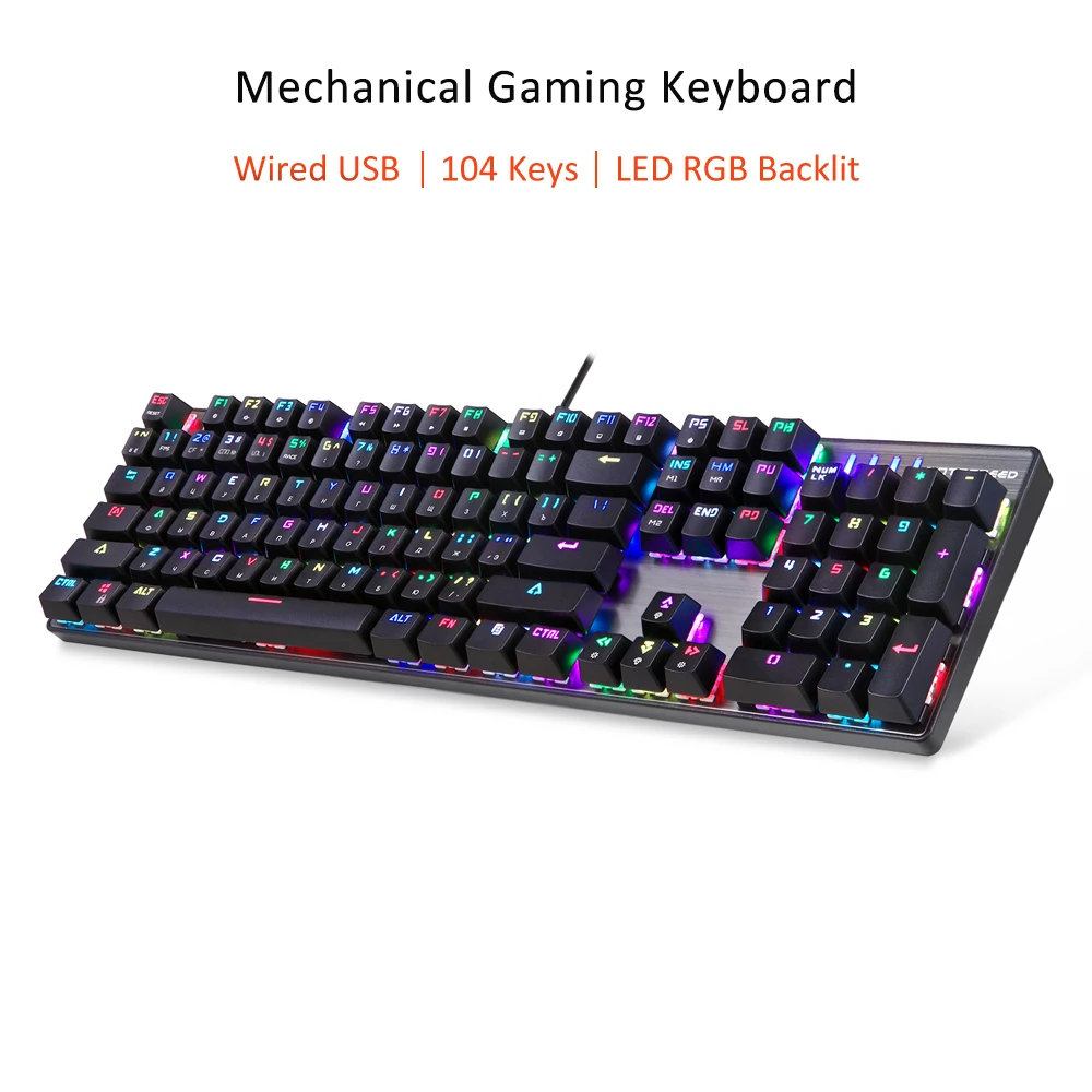 MOTOSPEED CK104 русская игровая клавиатура синие переключатели механическая USB