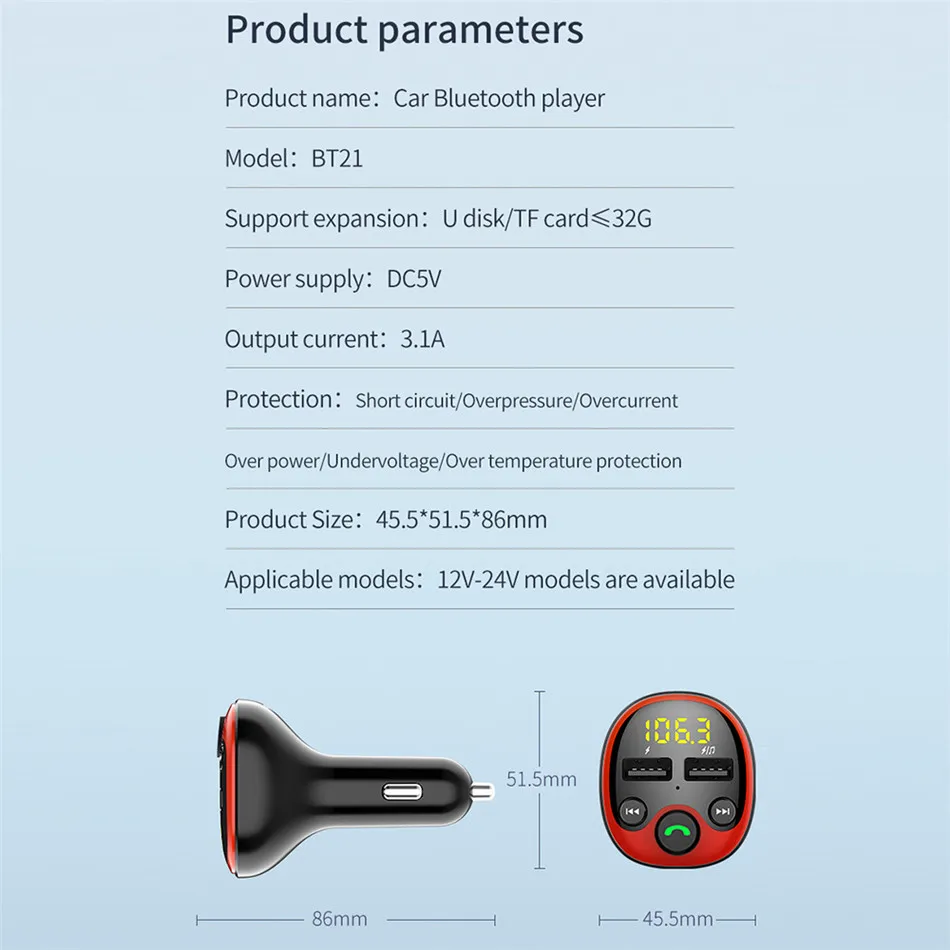 Автомобильный комплект GTWIN, Bluetooth, fm-передатчик, двойной USB 3.1A, быстрое зарядное устройство, ЖК-дисплей, беспроводная гарнитура, музыкальный аудио приемник, Авто mp3-плеер