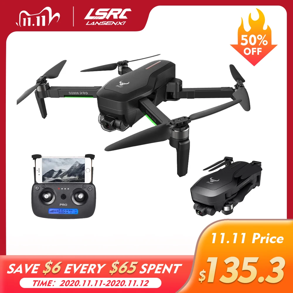 Sg906 Pro Drone And Gps 4k 5g Wifi 3 Axis Gimbal Dual Camera Professional Esc 50x Zoom Brushless Quadcopter Rc Dron Rc Helicopters Aliexpress