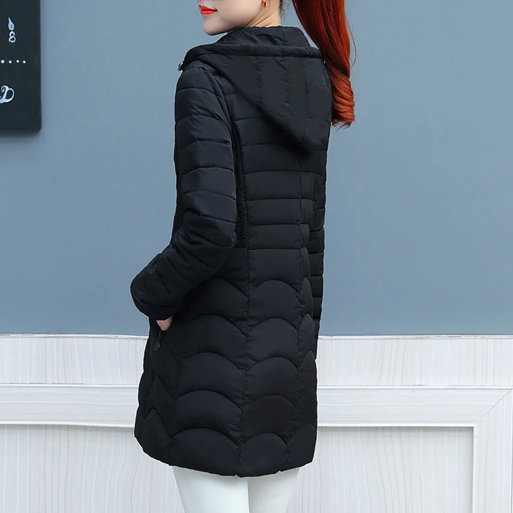 Down Coats Fashion Women Winter Warm Cotton Hooded Winter Jacket Long-Sleeved Coat Clothing Coats& Jackets Drop Shipping