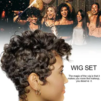 

Black Short Curly Wigs Natural Synthetic Hair Wigs for Women