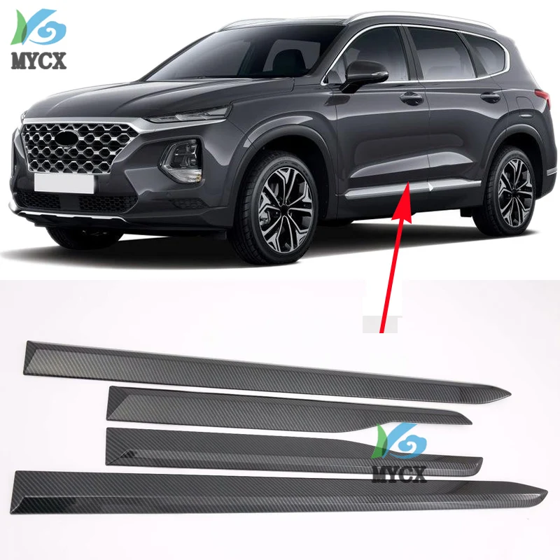 Углеродное волокно ABS Хромированная боковая формовочная крышка отделка кузова гарнир аксессуары для hyundai Santa fe Santafe