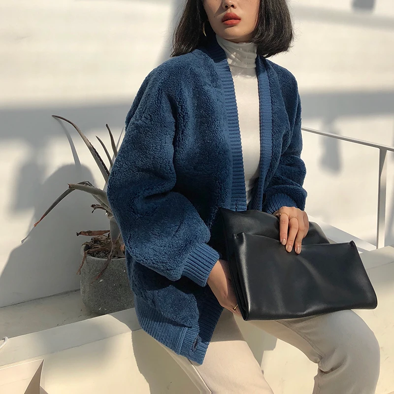 

Real Fur Coat Women Sheep Shearing Winter Coat Women Korean Fashion 100% Wool Jacket for Women Clothes 2020 HYY-888 YY201