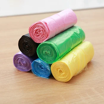 

100 Counts Disposable Garbage Bag Color Trash Bags for Bathroom Trash Can Kitchen Bin Liners E2S