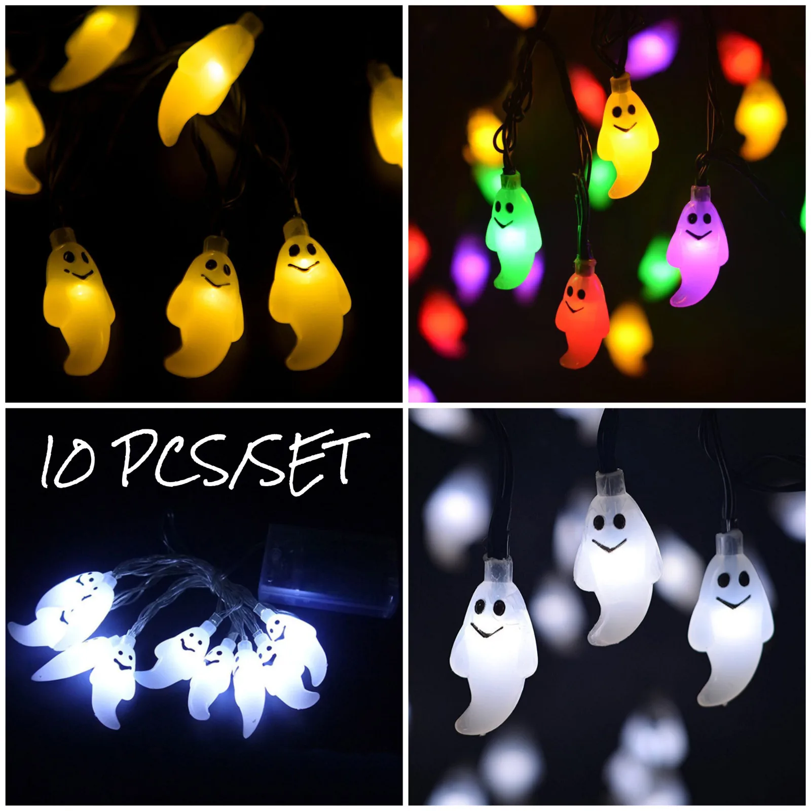 Хэллоуин призрачная лампа 1,2 м 10LED Ghost гирлянда огни для украшение на празднование хэллоуина хэллоуин свет шнура стены подвесное освещение