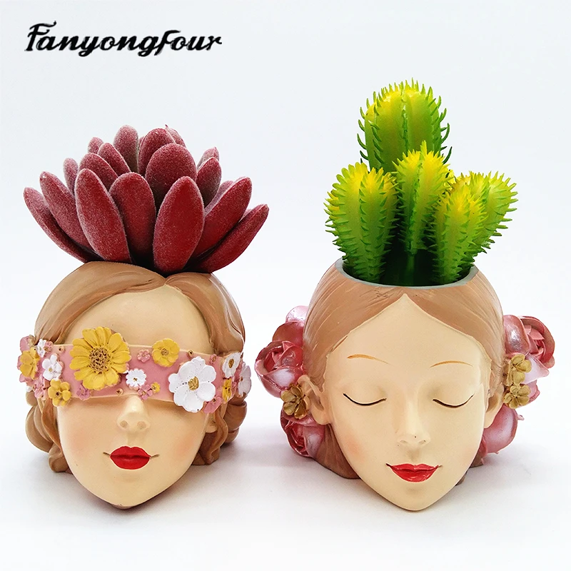Rose Flower Woman Head Pot 3D Silicone Mold Fondant Resin Plaster Chocolate Candle Candy | Дом и сад