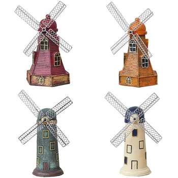 

New Vintage Resin Windmill Ornaments Piggy Bank Dutch Windmill Home Decor Ornaments Europe Models Gifts Furnishing Articles Gree