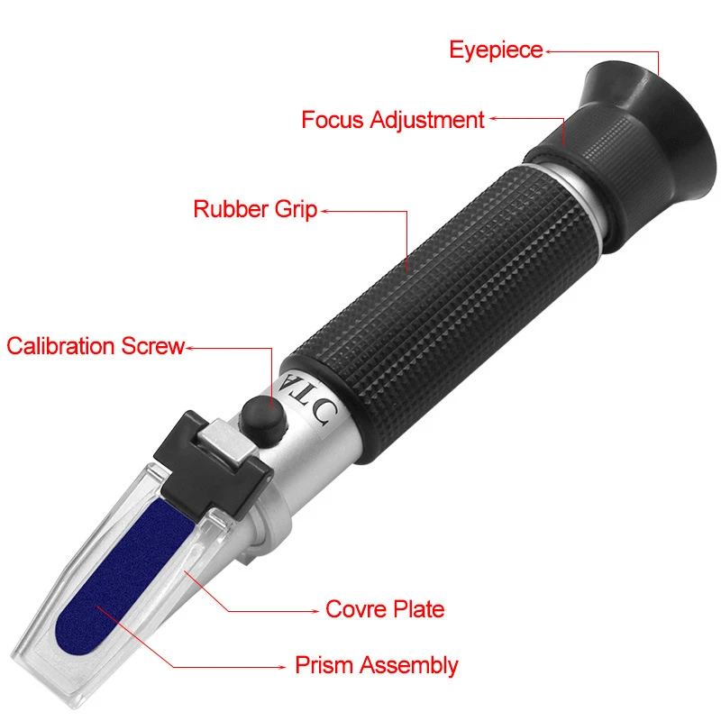 Handheld 0-80% Refractometer Brix meter Sweetener Soymilk Concentration Meter Sugar Refractometer Honey Bees Sugar Food Beverage