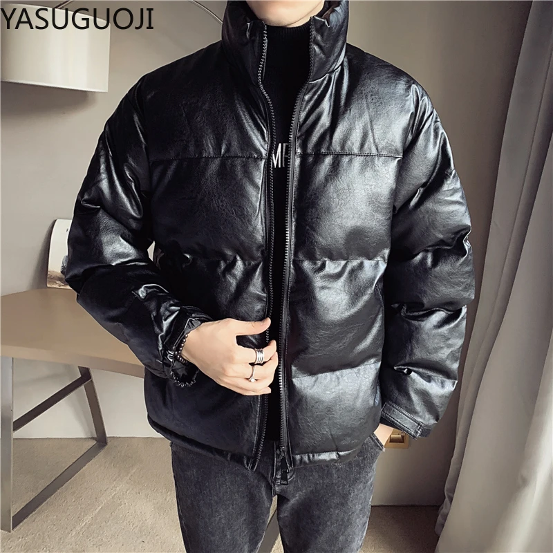 Puffy leather bomber jacket Clearance