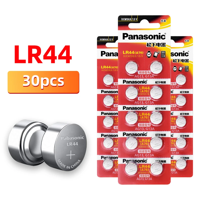 30Pcs/3Packs PANASONIC LR44 A76 AG13 0Hg SR1154 357 LR 44 1.5V Cell