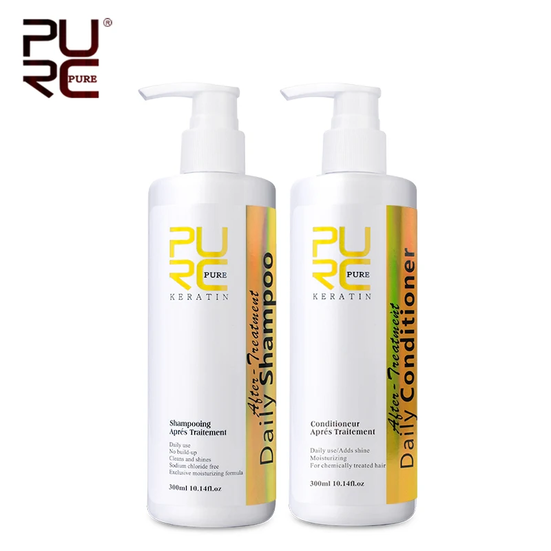 Hd3a23d2a1c094e1ca4d98cc6ea2cac2fV PURC 300ml Daily shampoo and conditioner hair care set professional use for keratin hair treatment make hair smoothing and shine