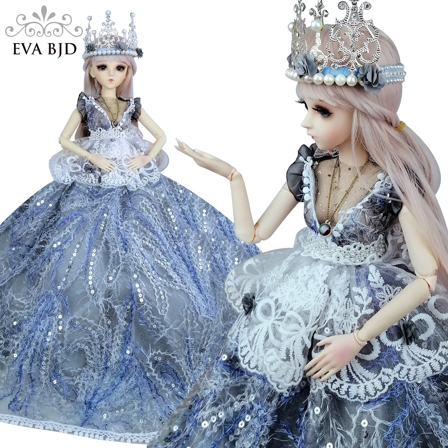 2" полный набор BJD кукла+ макияж ручной работы 24 дюймов 60 см EVA BJD леди+ стеклянные глаза+ аксессуары парики одежда обувь DA008-3L02