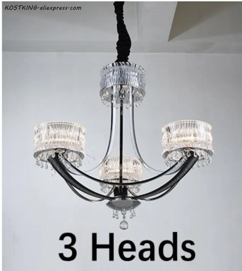 3 heads D65 X H59CM Постсовременный светильник, роскошная люстра, креативный хрустальный светильник, простая Европейская атмосфера, корона, вилла, дизайнерские художественные лампы - Цвет абажура: 3 heads D65 X H59CM