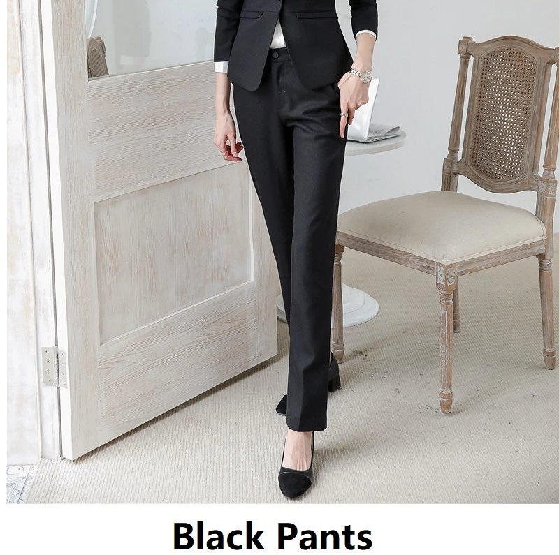Black Pants Формальных равномерной конструкции Для женщин пиджаки профессиональная Бизнес костюмы осень-зима высокое качество ткани Бизнес Повседневная обувь комплекты со штанами - Цвет: Black Pants