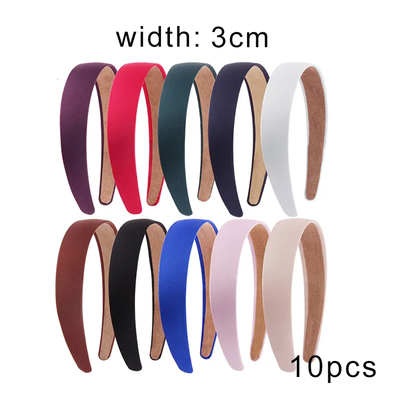 3cm-10pcs Простой 1/1. 5/2/3 см атласные головные ободки повязки Сделай Сам лента повязка для волос для девочки сплошной цвет аксессуары женские головные уборы hairhoop Головные уборы - Цвет: 3cm-10pcs