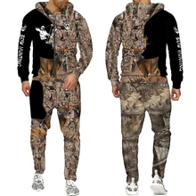 

Autumn and Winter Animals Leaves Camouflage 3D Tracksuits Men Outdoor Zipper Fishing Camping Hunting Sets Unisex Streetwear Suit