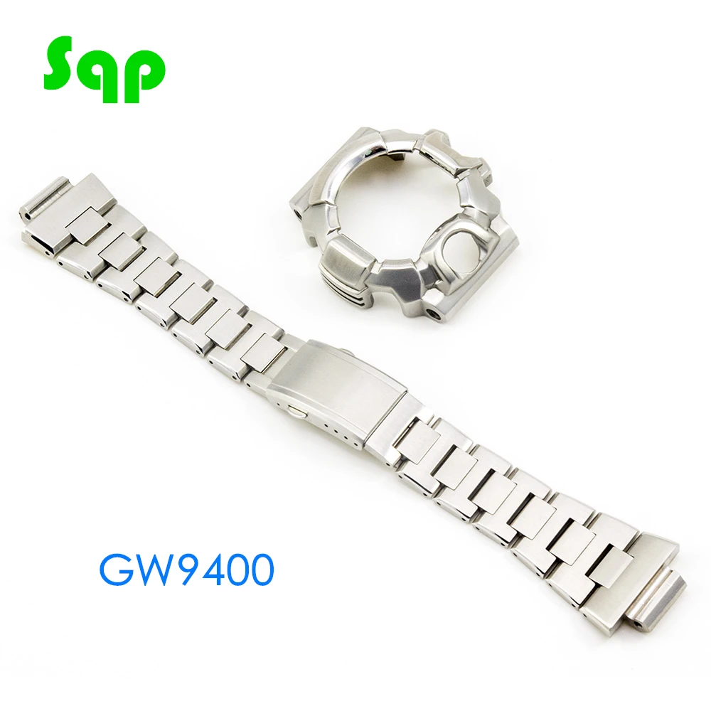 Серебряный набор GW9400 часы модификация ремешок для часов ободок/чехол металлический 316L нержавеющая сталь Ремешок - Цвет ремешка: Silver Set